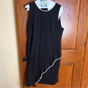 Tommy Hilfiger Black Asymmetrical Dress with White Accents
